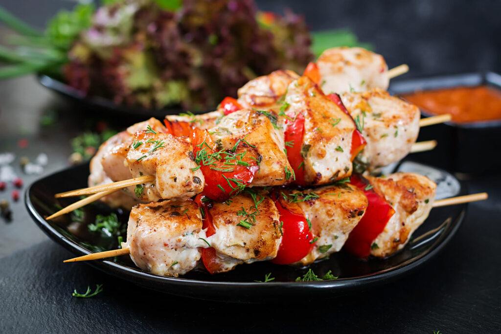 chicken-skewers-with-slices-sweet-peppers-dill-tasty-food-weekend-meal